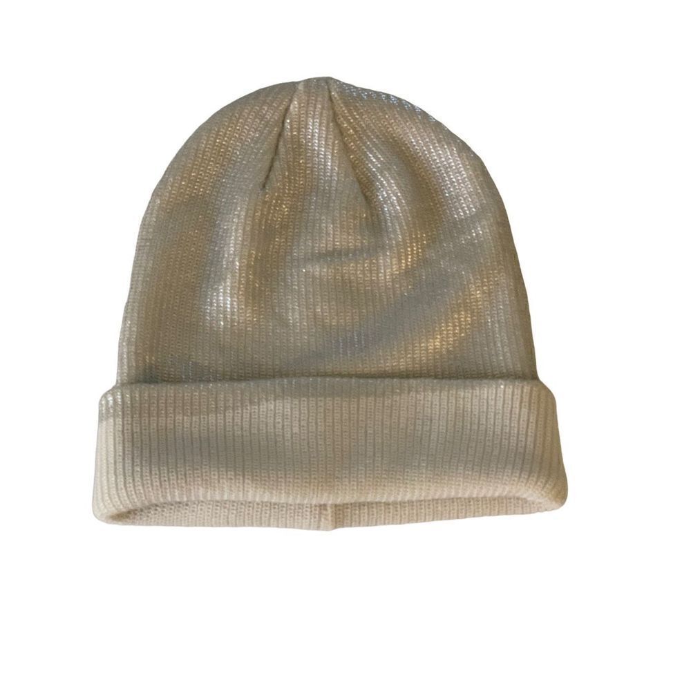 Aerie Cream Silver Plaited Beanie Hat